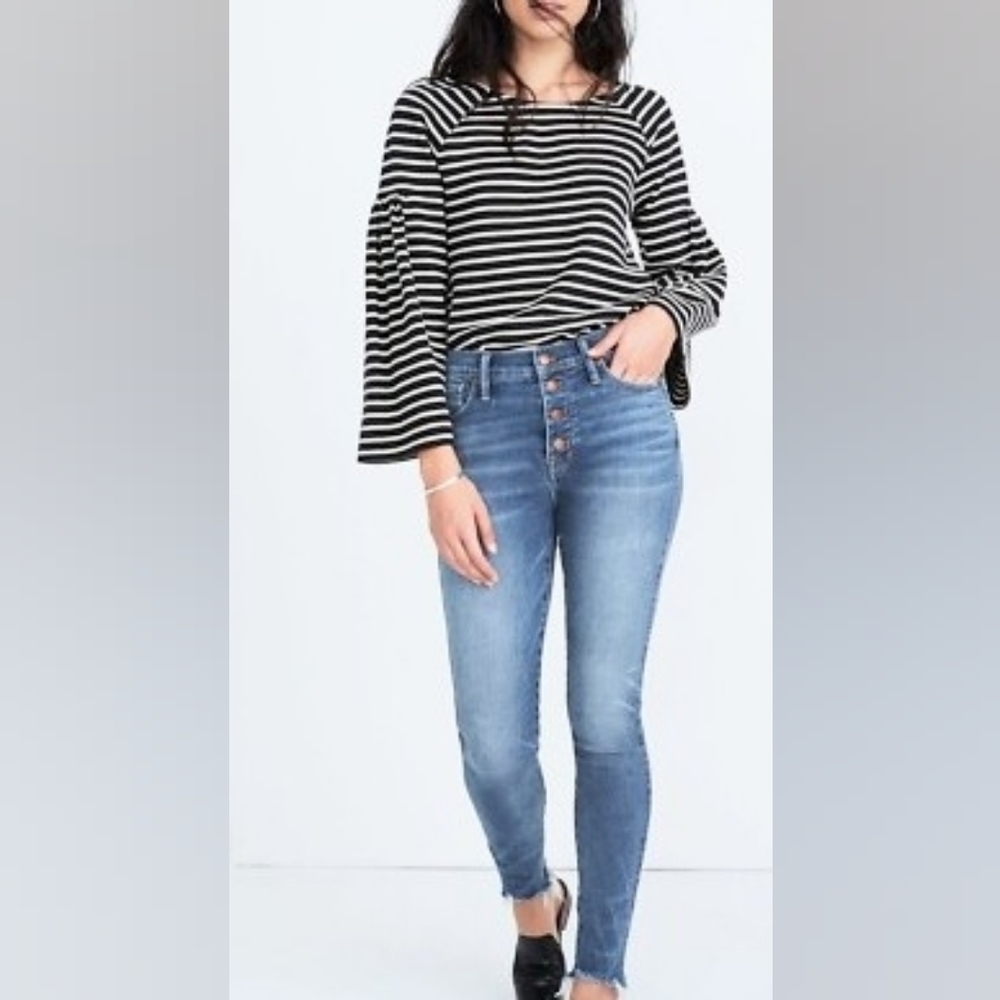 Madewell 10" High-Rise Button fly Skinny Frayed Jeans